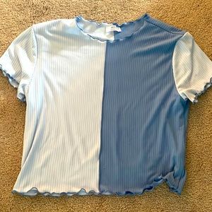 Different shades of blue shirt cute ruffles perfect for a summer outing day